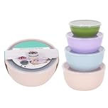 eMKay® 4-Pack Nesting Food Storage Bowls with Lids – Colourful Stackable Kitchen Containers for Meal Prep Snacks & Leftovers – Reusable BPA-Free Plastic (Green Purple Blue Cream)