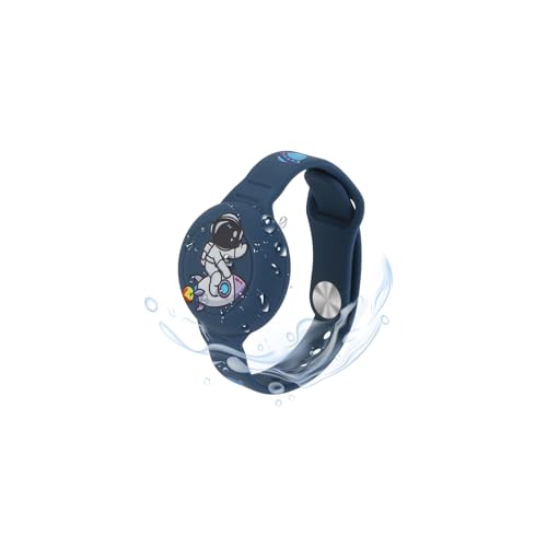 MIRPARVA Kinder Armband für AirTag, Silikon Wasserdicht Armband Kompatibel mit AirTag, Versteckt Hülle für Kleinkind Erwachsene (Astronauten blau)