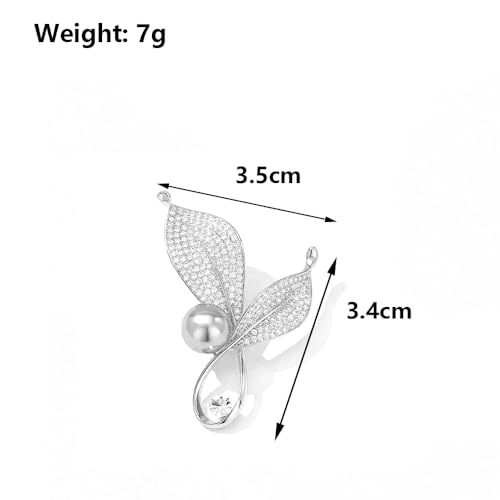 Image of Dainty Gold Crystal Flower Brooch Pin Shiny Zircon Pearls Floral Femininity Brooch Trendy Prom Costume Jewelry Accessories Gift for Women