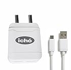 ichó io2 12W 5V/2.4A Double USB Smart Charger with Micro USB 1- metre Cable,Made in India Fast Charging Power Adapter(White)