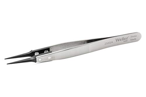 Weller Erem 258SA Precision Tweezers with Pointed Synthetic Tips and Serrated Finger Grips for Secure Handling 120mm - Image 2