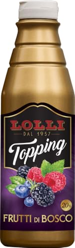 LOLLI - Topping, glassa per dolci, ideale per decorare torte, gelato e dolci, topping senza glutine (Flacone da 800gr, Frutti di bosco)