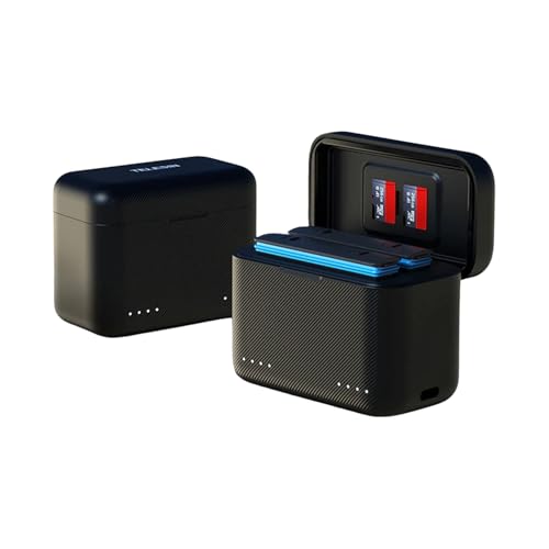 Image of TELESIN Insta 360 X4 Battery Charging Box with Dual Card Slot & Portioned Storage, Fast Charger Hub for Insta 360 X4, Quick Portable 2 Channel Battery Charge Storage Station