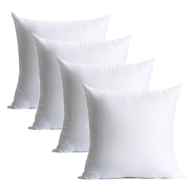 A&Z Home Cushion Inserts 26 x 26 (65 x 65 cm) 4 Pack - Soft Microfiber White Cushion Fillers, Quick Bounce Back, Supportive Inner Pads for Sofa, Couch, Bed, and Decorative Throw Pillows