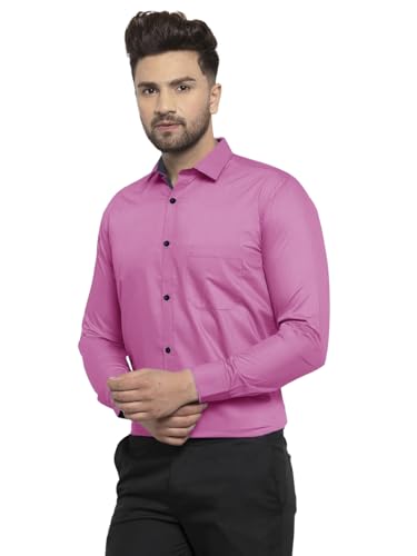 Image of Pinkmint Mens Long Sleeve Button Down Shirt for Men Collared Casual Formal Soild Shirt