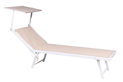 REPLOOD Solsäng för solstol strand lido hav aluminium justerbar textilen 189 x 61 x 38 cm (Beige)