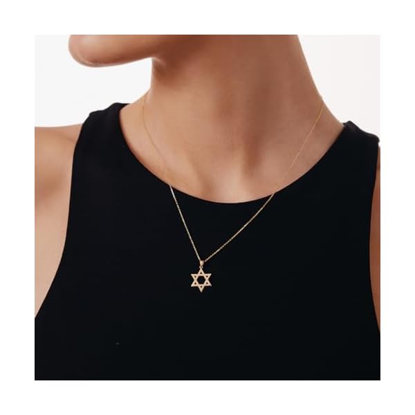 Gelin Star of David Necklace in 14K or 10K Solid Gold | 14 or 10k Yellow Gold Star of David Pendant for Women | Jewish Star Necklace | Star Jewelry with Solid Gold Chain 18 inch - Image 5