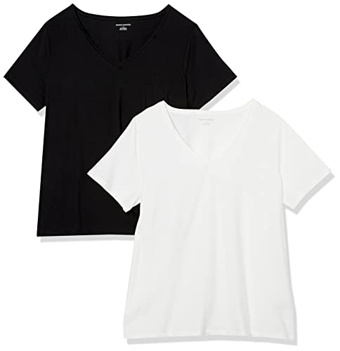 Image of Amazon Essentials Women's Plus Size Short-Sleeve V-Neck T-Shirt