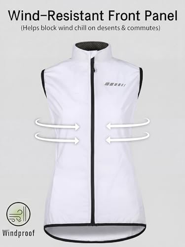 qualidyne Women's Windproof Cycling Vest, Full-Zip Bike Jacket with Pocket