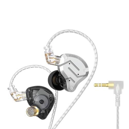 Image of KZ ZS10 Pro in-Ear Monitor Earphone with Hybrid Driver Setup IEM (4 Balanced Armature+1 Dynamic Driver) 2Pin 0.75mm Connector Detachable Cable 3.5mm Gold Plated Plug for Singers, Musician (No Mic)