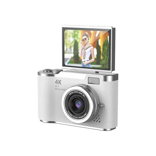 Appareil photo numérique 4K compact blanc pour voyages et souvenirs de famille