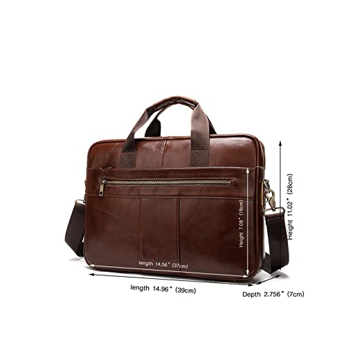 Messenger Bags Genuine Leather Handbag Men Shoulder Hand Bag Laptop For Document A4 Business Briefcase Male Work Office Brown4
