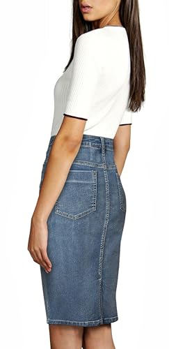 Lexi Womens Stretch Pencil Skirts with Functional Pockets, A Line & Destructed Mini Denim Skirts3