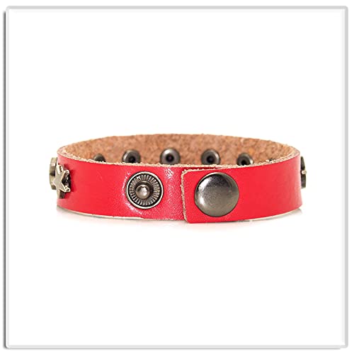 Image of Xusamss Hip Hop Alloy Star Wristband Leather Cuff Bracelet,7.5inches