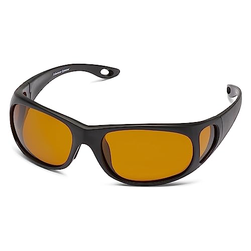 Fisherman Eyewear Men's Grander Polarized Rectangular Sunglasses, Black, 37mm,58mm,140mm2