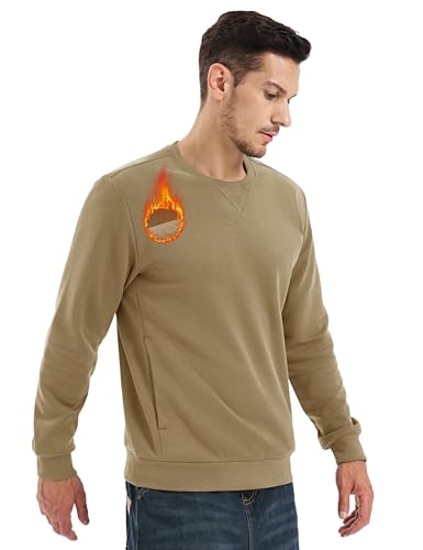 TACVASEN Men's Crewneck Sweatshirt Fleece Lined with Pocket Winter Warm Midweight Casual Long Sleeve Pullover Sweatshirt
