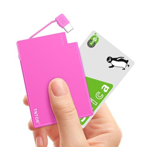 TNTOR モバイルバッテリー 軽量 小型 iPhone 16/15Proに対応 タイプc充電器 2500mAh 【わずか4.5mm・約71g】 財布入れ可能 スマホ充電器 Type-Cケーブル内蔵 Android機種対応 携帯充電器 コンパクト 超軽量 超薄型 機内持ち込み可能 旅行/出張/アウトドア/停電対策/防災 【PSE認証済】バービーピンクのサムネイル