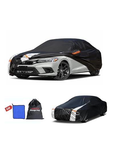 Cotryvox Honda Civic Car Cover 100% Waterproof All Weather, Gift with Towel, 10 Layers Sedan Car Cover Custom Fit 1993-2026 Honda Civic, Full Exterior Covers Rain Sun UV Protection with Door Zipper.