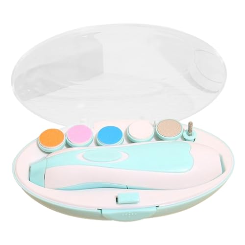 Baby Electric Nail Trimmer, Infants Nail File LED Baby Nail File Electric Nail Trimmer Manicure Set Toes Fingernails Care Trim Polish Kit for Toddlers Kids Newborn (Sky Blue)