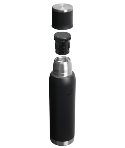 Image of Stanley Adventure-To-Go Vacuum Bottle 1.4 qt | Wide Mouth with Leakproof Cup Lid | Keep Drinks Hot or Cold | Packable for Travel | Insulated Stainless Steel Thermal Bottle | BPA-Free | Black 2.0