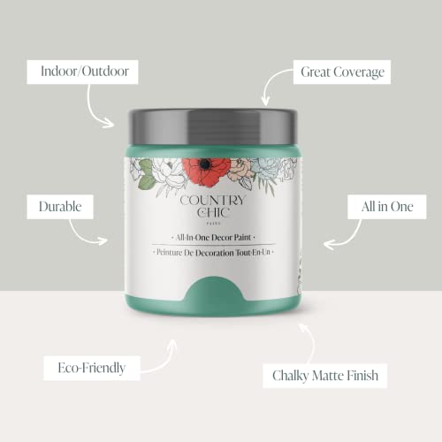 Country Chic All-in-One Chalk Paint for Furniture, Cabinets, Home Decor, Eco-Friendly, Matte Finish, Built-In Primer & Top Coat for Wood, Metal - Bliss (Teal) - Pint 16 oz (475 ml)