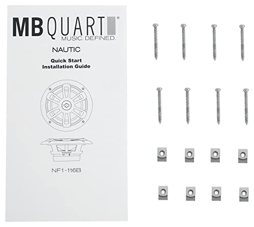 Rockville Rghr2 Marine Gauge Receiver W Bluetooth Bundle With (4) Mb Quart Nf1-116B 6.5" 80 Watt Marine 2-Way Coaxial Black Speakers Compatible With Boat #TOP4