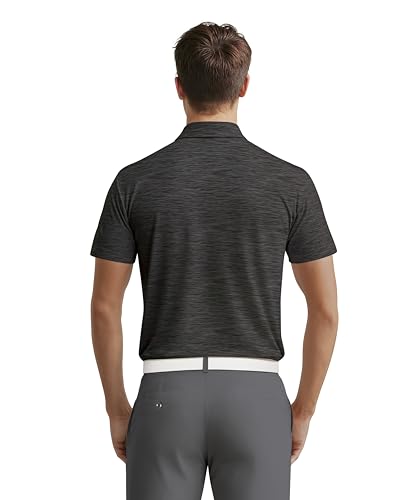 PGA TOUR Airflux Jaspe Cotton Short Sleeve Golf Performance Polo Shirt for Men, Moisture-Wicking, Sun Protection2
