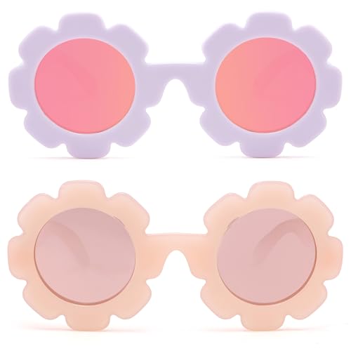 Image of Hycredi Flexible Bendable Flower Baby Polarized Sunglasses with Strap for Newborn Infant Girls Age 0-24 Months