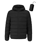 DEESTE Chaqueta Con Capucha para Hombre, Chaqueta de Invierno, Chaqueta con Cremallera es Ligera, Cálida y Plegable...