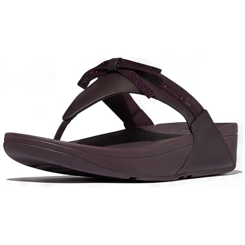 FitFlop Women's Lulu Glitz-Bow Leather Toe-Post Sandals Wedge