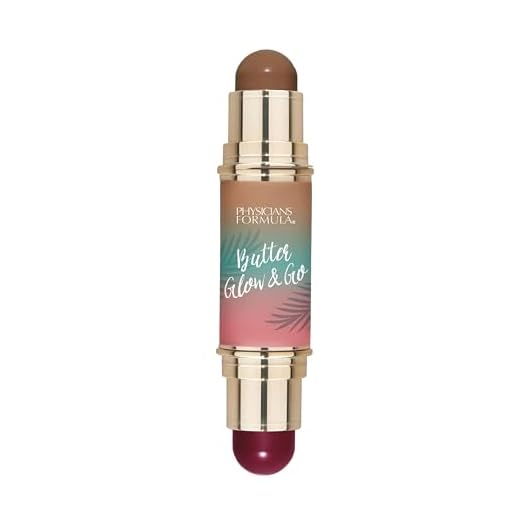 Physicians Formula Butter Glow & Go Multiuse Stick, Maquillaje en Barra Multiusos con Doble Extremo, Mejillas, Ojos y Labios, Tonos Complementarios para Bronceado, Contorno y Colorete, Beach Bum Plum