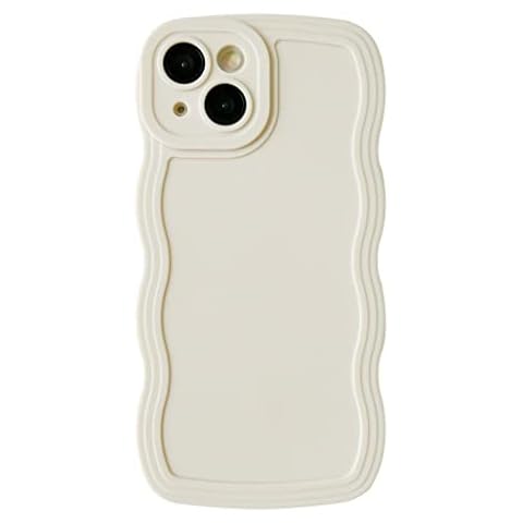 Caseative Solid Color Curly Wave Frame Soft Compatible with iPhone Case (White,iPhone 12 Pro) Cover
