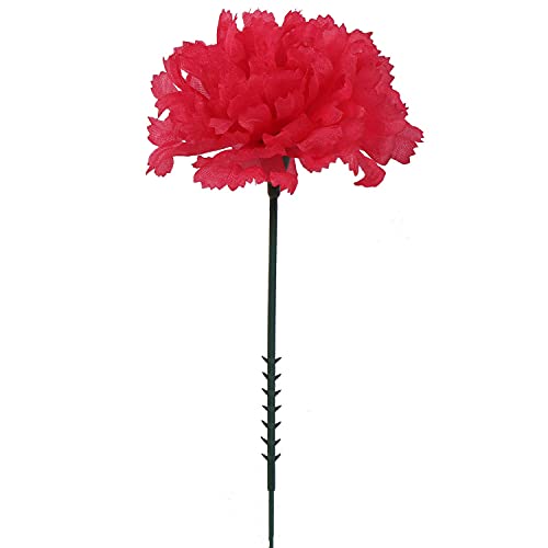 Larksilk Fuchsia Silk Carnation Picks, Artificial Flowers For Weddings, Decorations, Diy Decor, 100 Count Bulk, 3.5" Carnation Heads With 5" Stems #TOP3