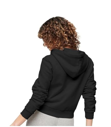 Image of Rabboni Women's Crop Fleece Hoodie Jacket | Full Sleeve Zip-Up Hooded Sweatshirt for Women & Girls | Soft Warm Casual Winter Wear Crop Hoodie