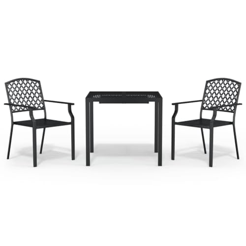 Salon de jardin en acier robuste anthracite table 80 cm style moderne - 3