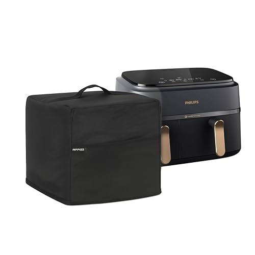 Image of Dustproof & Oil-Proof Air Fryer Cover for Philips 9L NA352 /00 - Polyester Waterproof Kitchen Oven and Home Appliances with Handle & Pocket | for Women, Men & Everyday Use, Black