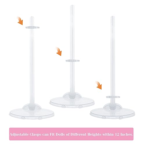 Image of 10 PCS Doll Stands, Transparent Support Stands for Dolls, Action Figure Stand with Adjustable Waist Clip, Mini Display Holder Base for 11 to 13 Inch Tall Action Figure Dolls Accessories (Clear)