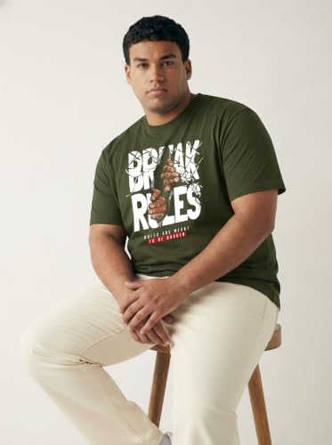 Image of Toodlegram Men Plus Size Printed Cotton T-Shirt for Men Regular Fit 3XL-10XL Half Sleeve