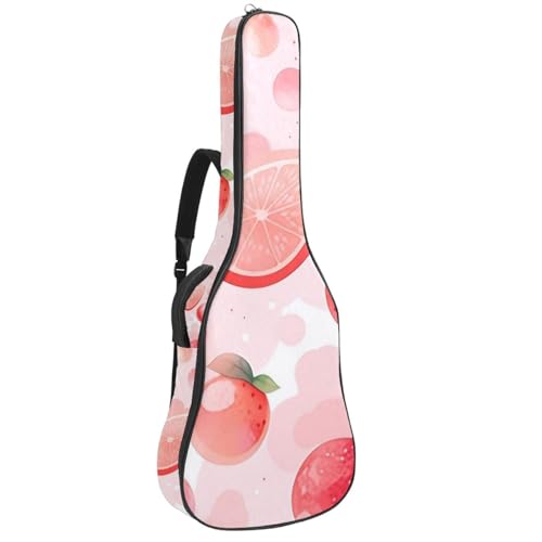 Housse de guitare acoustique 40-42 pouces au motif fruits roses avec poches