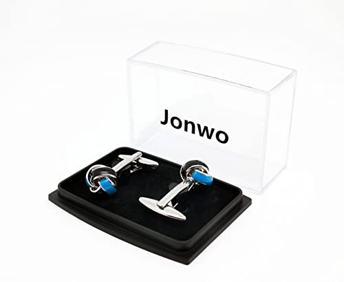 Jonwo Black And Blue Knot Cuff Links For French Tuxedo Shirt Stainless Brass Metal Shirt Buttons Cufflinks Anniversary In Gift Box #TOP5