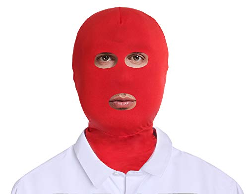 Adult Unisex Spandex Zentai Mask Open Eyes Mouth Hood (Red)