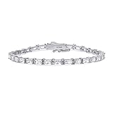 BERRICLE Sterling Silver Baguette Cut Cubic Zirconia CZ Fashion Tennis Bracelet for Women, Rhodium Plated, 6.5 inch