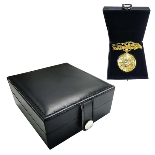 DerMacht Leather Pocket Watch Box Portable Single PU Pocket Watches Case Display for Men Black (Box Only Not Including The Pocket Watch)