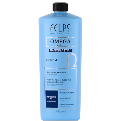 Felps Professional Omega Sensitive - Thermal Sealing Unique Nanoplasty - Brazilian Keratin Blowout - Straightening & Smoothing Hair Treatment - Formaldehyde Free (1 LITER 33.8 fl.oz)