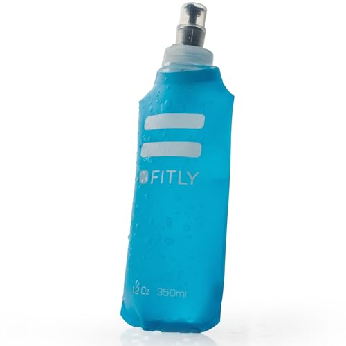 FITLY Soft Flask - 12 oz (350 ml)- Shrink As You Drink Pocket Soft Water Bottle for Hydration Pack/Running Vest- Folding Water Bottle for Running, Hiking, Cycling - Ski Water Bottles (FLASK350)