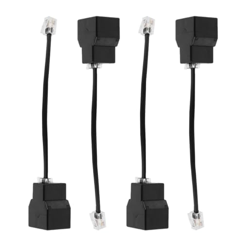 Image of Gadpiparty 4Pcs Rj11 Rj14 6P4C Telephone Line Adapter Splitter with Detachable 4-Core Cable for Landline Phones, Telephone Accessories for Home and Office Use, Black