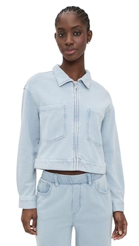 Z SUPPLY Women's Heritage Knit Denim Jacket, Ocean Air Indigo, L