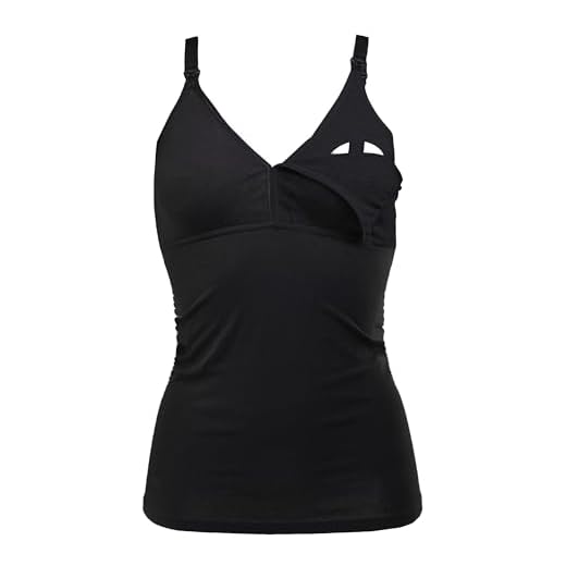 Herzmutter Camiseta Lactancia - Algodón - Top de Lactancia Materna - Ropa Mujeres Lactantes - Bustier Integrado - Set de 1 y 2-5400 (M, Negro, 1x)