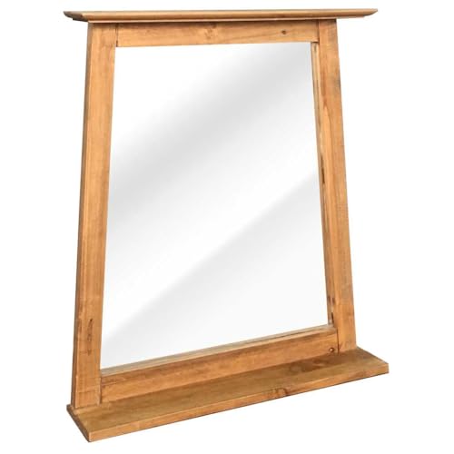 MINERWALL Bathroom Mirror Solid Pinewood 27.6"x4.7"x31.1",Vintage Wooden Wall Mirror with
