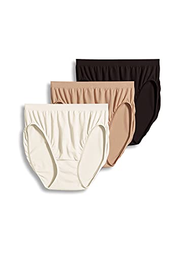 Jockey For Her Comfies 3-pk. Hi-Cut Panties 3326 IVORY BLACK WHITE 8